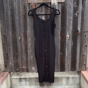 Pretty Little Things Chic Black Sleeveless Button Midi Dress 8